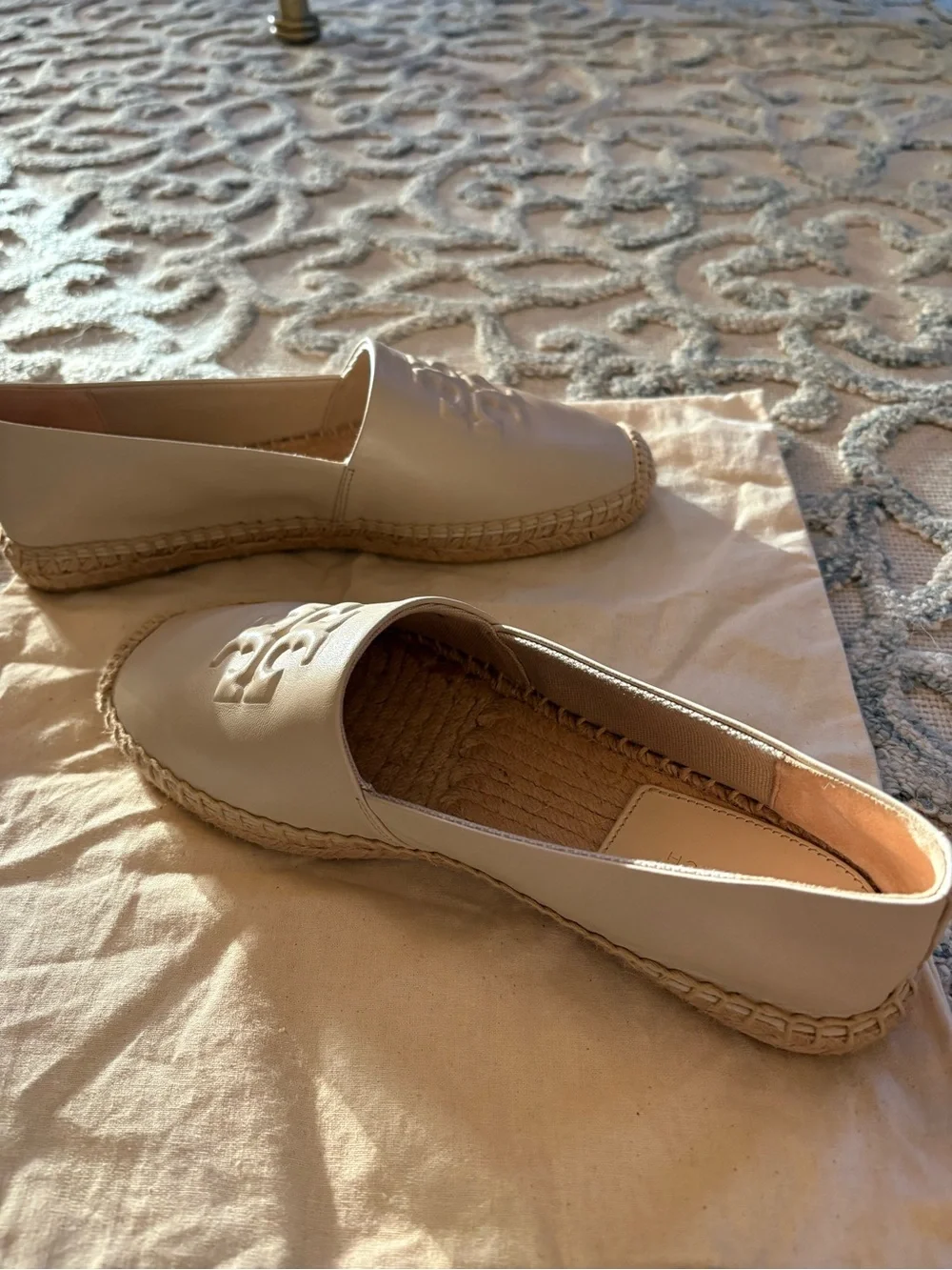 Tory Burch Women's Cream Leather Espadrille Slip-Ons